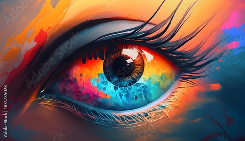 Liquid paint eye colorful a...