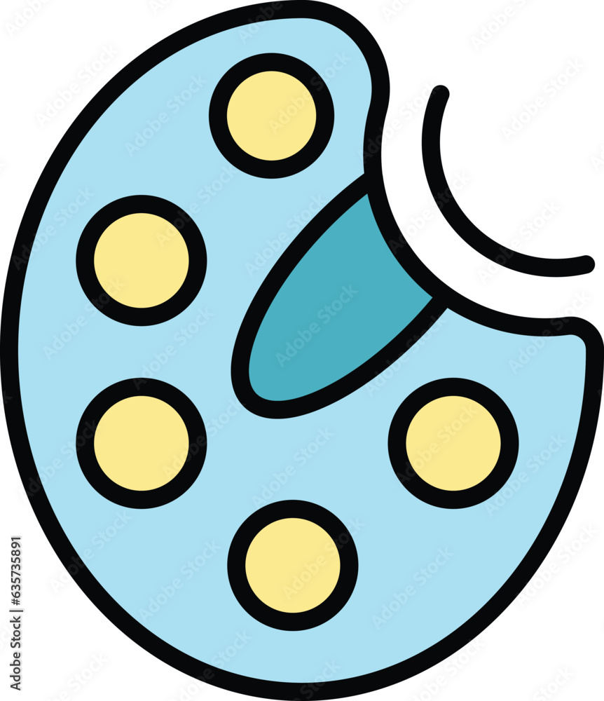 Art palette icon outline vector. Artist class. Painter brush color flat Art palette icon outline vector. Artist class. Painter brush color flat
