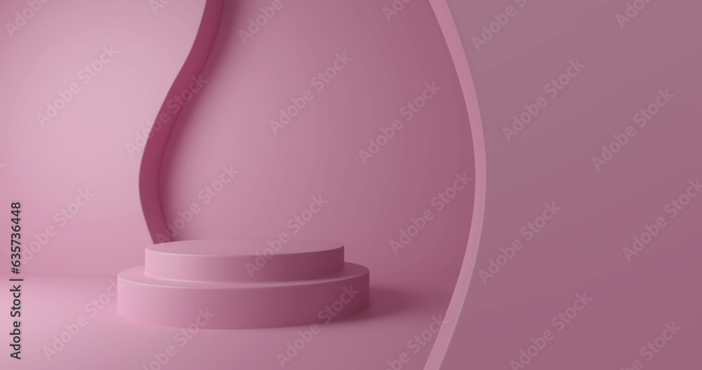 Fototapeta premium Pink circles and pink door with copy space