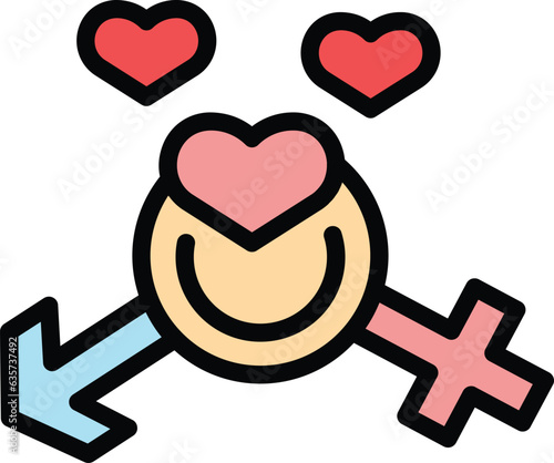 Gender puberty icon outline vector. Condom health. Anatomy consent color flat