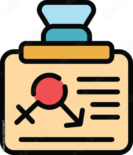 Id card sex education icon outline vector. Sexual gender. Teacher advice color flat