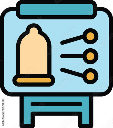 Condom parts banner icon outline vector. Gender teacher. Sex health color flat