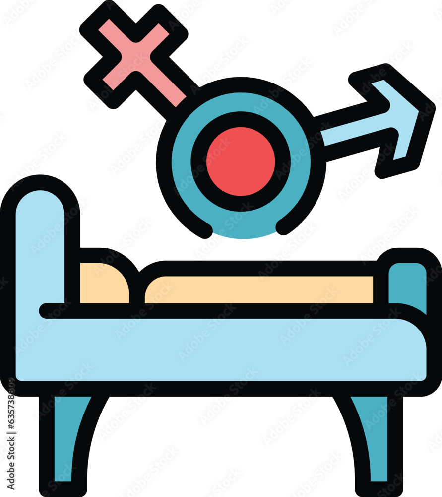 Sex education bed icon outline vector. Sexual health. Gender advice color flat Sex education bed icon outline vector. Sexual health. Gender advice color flat