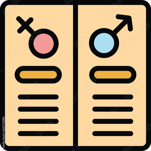 Sexual brochure icon outline vector. Sex education. Health gender color flat