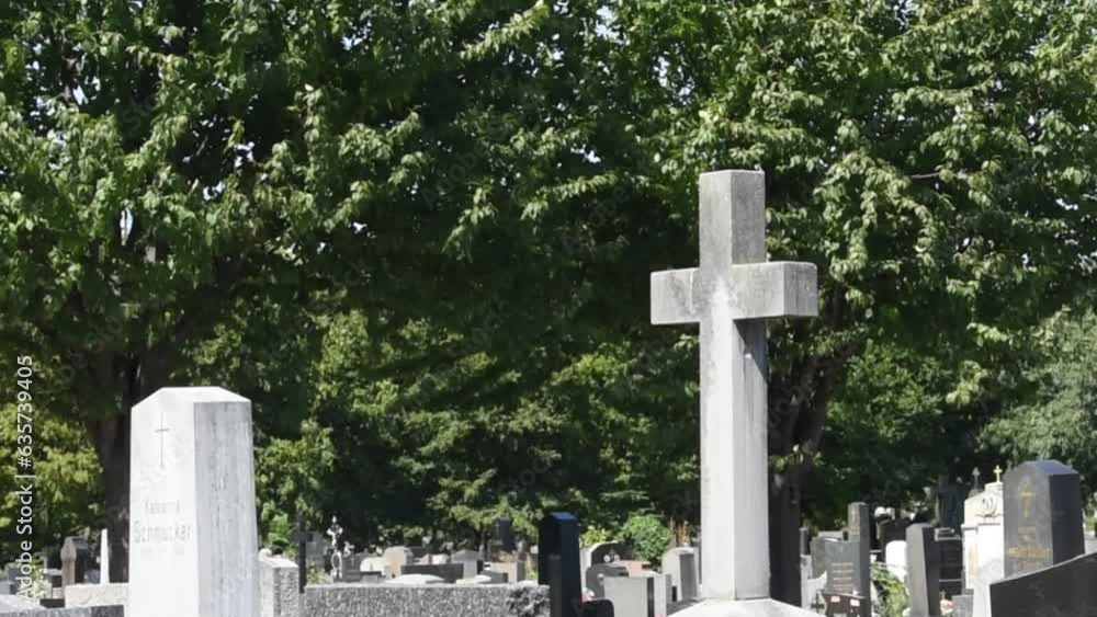 Vienna, Austria. 12 Aug 2023: Historic Resting Ground, Simmering Cemetery in Vienna. Vienna, Austria. 12 Aug 2023: Historic Resting Ground, Simmering Cemetery in Vienna.