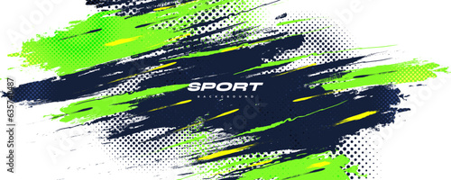 Abstract and Colorful Brush Background with Halftone Effect. Brush Stroke Illustration for Banner, Poster, or Sports Background. Scratch and Texture Elements For Design