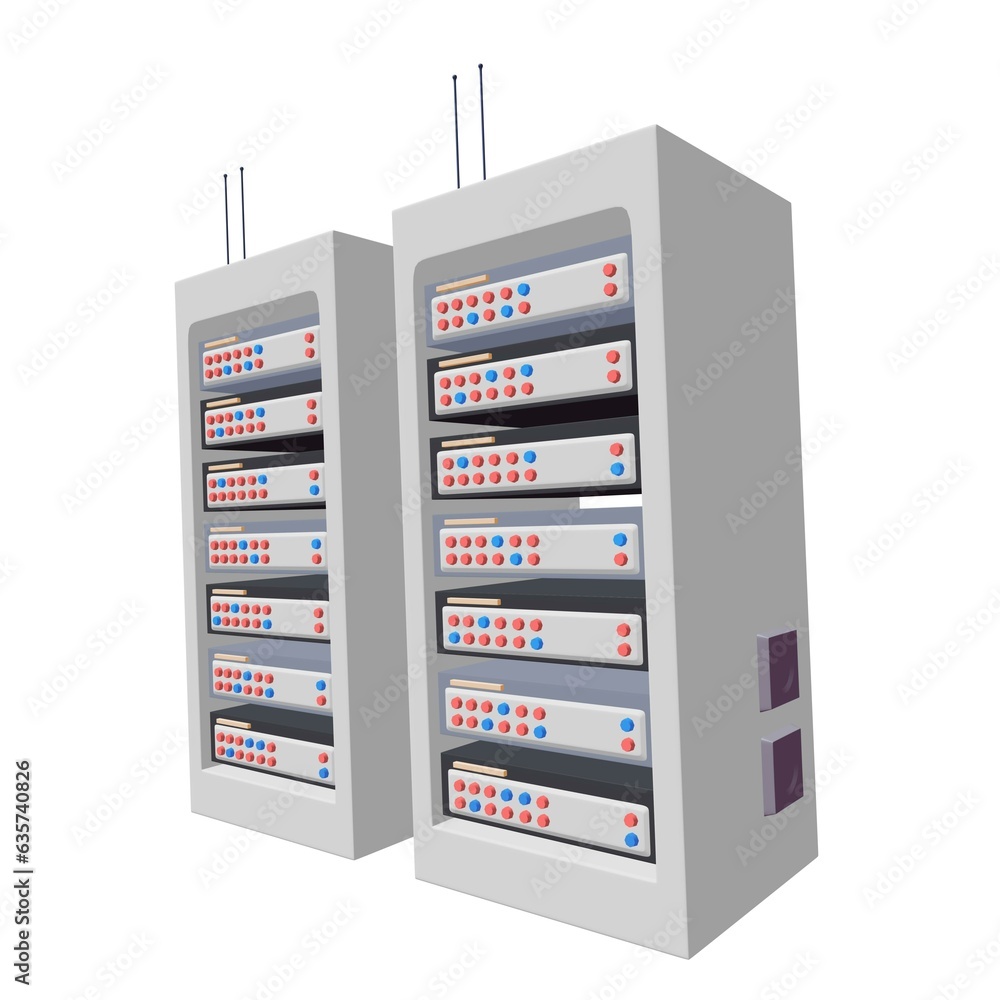 Data network server in cabinet. Diagnostic test in computer room technology Data network server in cabinet. Diagnostic test in computer room technology