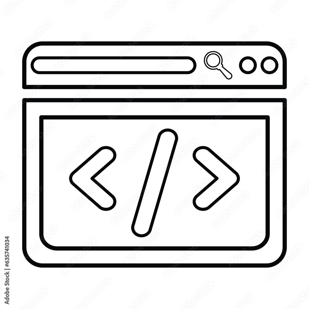 Browser Code Icon In Outline Style Browser Code Icon In Outline Style