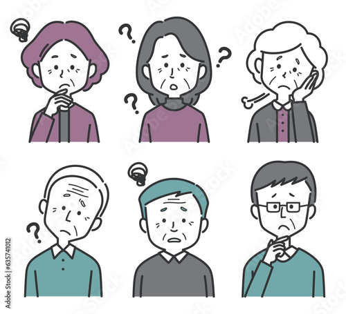 シニア世代男女のセット　困り顔