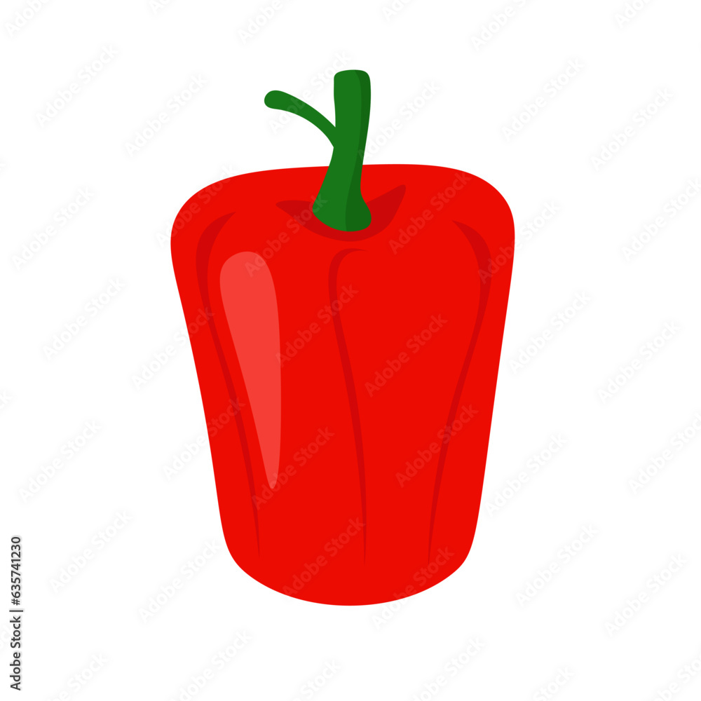Red bell pepper or paprika merah vegetable, flat icon vector illustration, cooking ingredients Red bell pepper or paprika merah vegetable, flat icon vector illustration, cooking ingredients