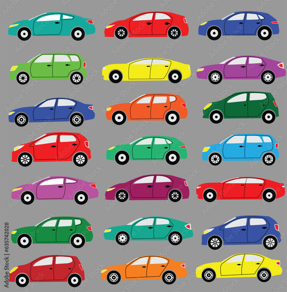 colored car icon,seamless pattern with cars