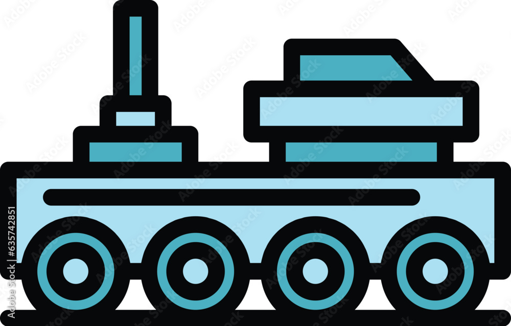 Robot wheel ai icon outline vector. Mascot android. Child tech color flat Robot wheel ai icon outline vector. Mascot android. Child tech color flat