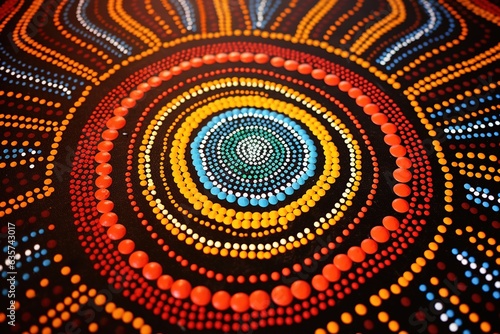 Australia culture art with river and tortoise  sea life. Aboriginal style painting. Generative Ai.