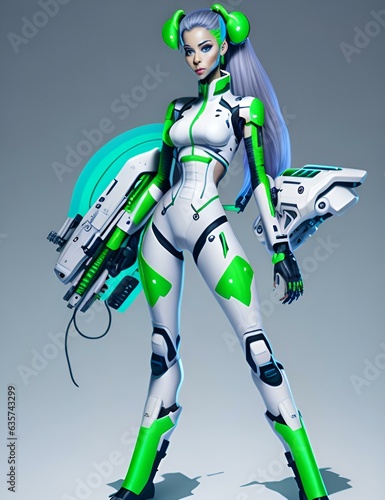 Cyber Girl Wearing Robotic Suite  photo