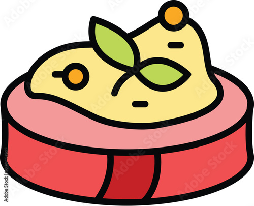 Food bruschetta icon outline vector. Snack menu. Starter appetizer color flat