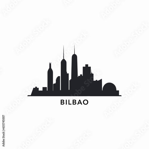 Spain Bilbao cityscape skyline city panorama vector flat modern logo icon. Basque Country emblem idea with landmarks and building silhouettes  isolated graphic