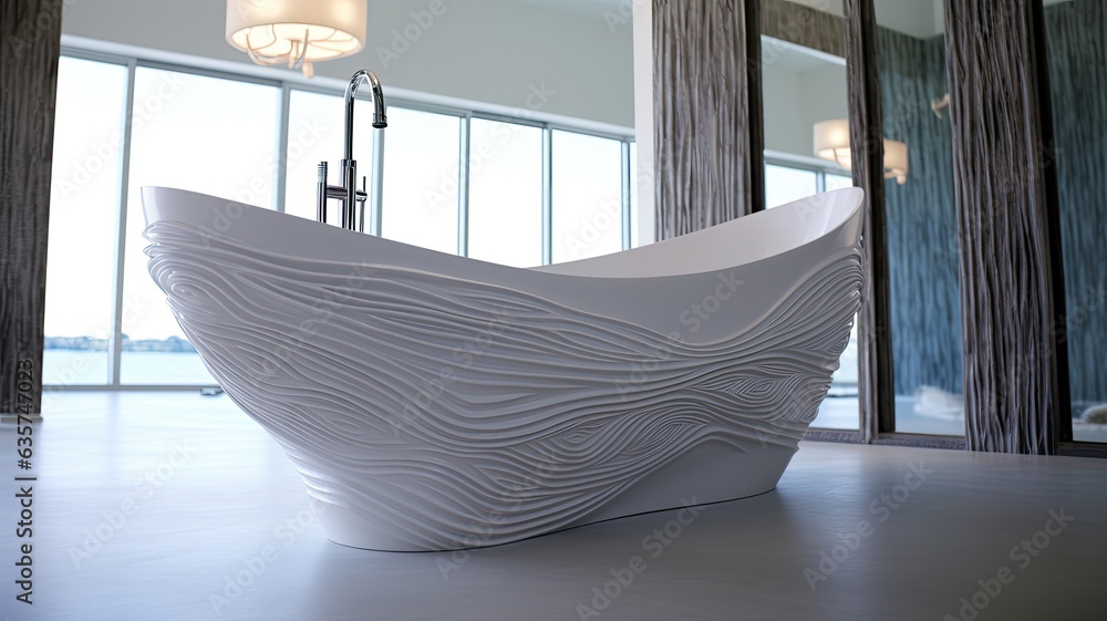 Modern bathroom with epoxy style tub for the not-so-ordinary look, which no one would want. Generative AI Technology 