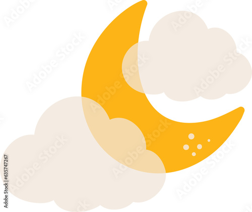 Spooky midnight moon and cloud halloween illustration