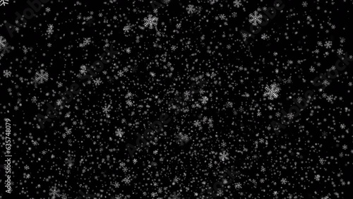 4K animation of falling snowflakes overlay