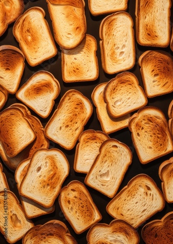 Top view of delicious fresh slices of bread. Generative AI.