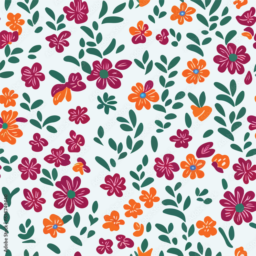 vector seamless floral pattern. simple hand drawn flower pattern. vector seamless floral pattern. simple hand drawn flower pattern.