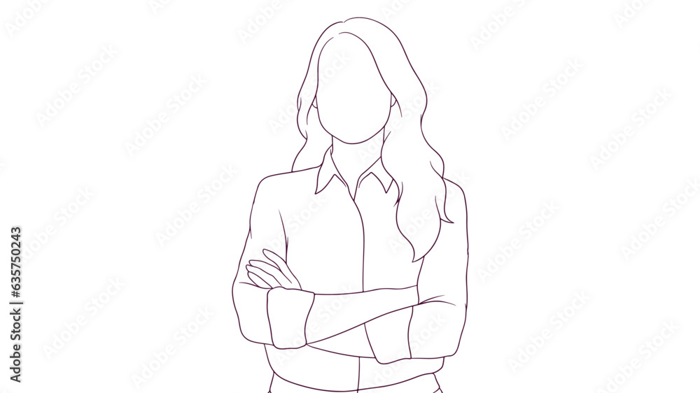 businesswoman with crossed arms, hand drawn style vector illustration businesswoman with crossed arms, hand drawn style vector illustration