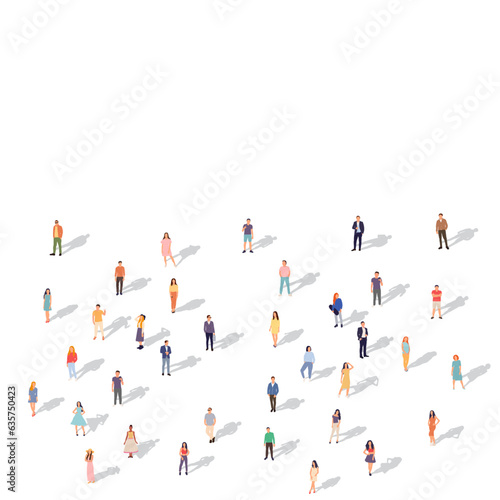 standing people top view on white background vector