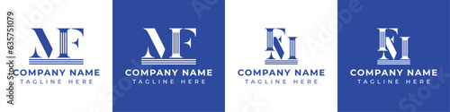 Letter FM and MF Pillar logo, suitable for business with MF or FM related to Pillar.