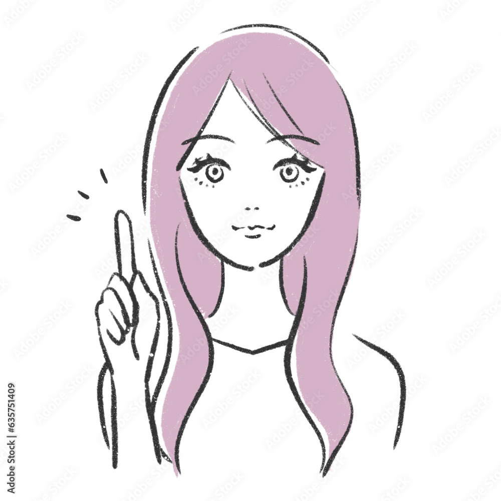 指差しをする女性 イラスト 指差しをする女性 イラスト