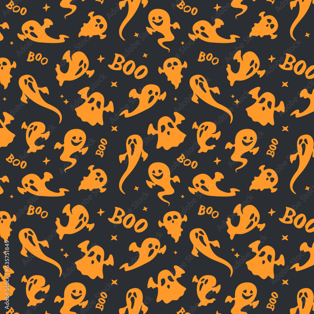 Halloween Ghosts Seamless Pattern. Spooky Vector Texture. Illustration Wallpaper Halloween Ghosts Seamless Pattern. Spooky Vector Texture. Illustration Wallpaper
