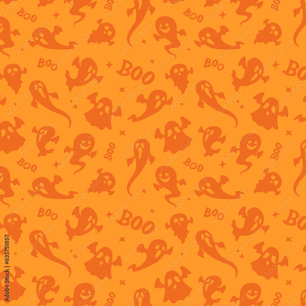 Halloween Ghosts Seamless Pattern. Spooky Vector Texture. Illustration Wallpaper