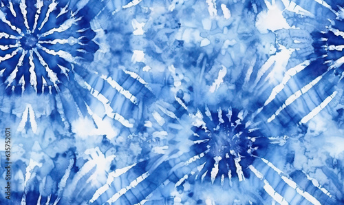 Watercolor indigo tie-dye wallpaper. Japanese coloring ornaments. For banner, postcard, book illustration. Created with generative AI tools