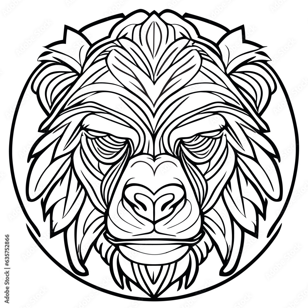 sticker, masterpiece, best quality, ultra high res, highly detailed, psychedelic, gorilla,, vector illustration line art