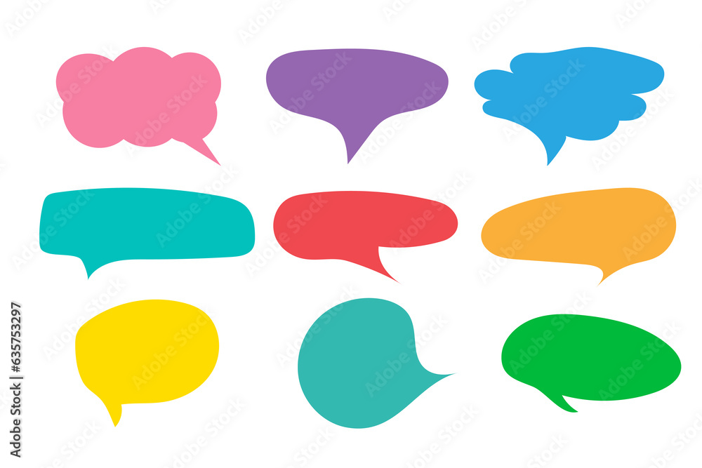 Callout color text icons set on white background, vector illustration. Callout color text icons set on white background, vector illustration.
