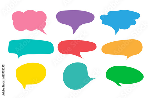 Callout color text icons set on white background, vector illustration.