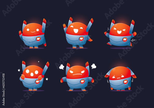 modern minimal simple robot mascot character set	
