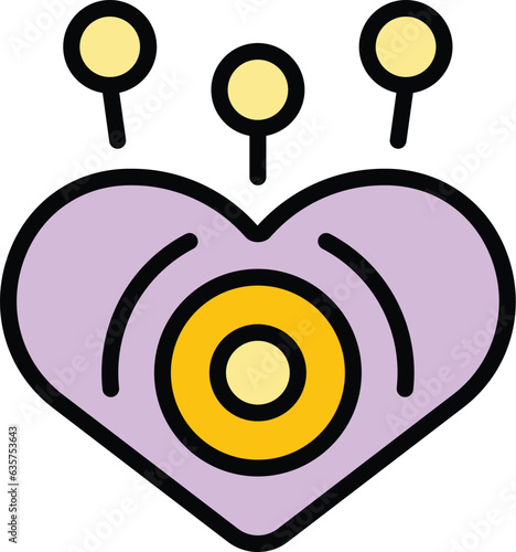 Heart meditation icon outline vector. Stress mind. Soul massage color flat