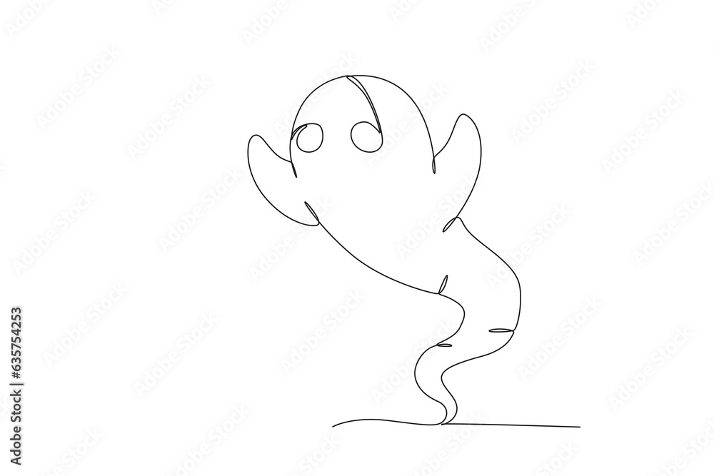 A terrifying ghost shadow. Ghost one-line drawing