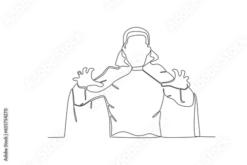 A ghost man in a robe. Ghost one-line drawing