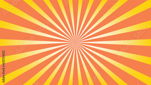 abstract sunburst orange pattern background for modern graphic design element. shining ray cartoon with colorful for website banner wallpaper and poster card decoration