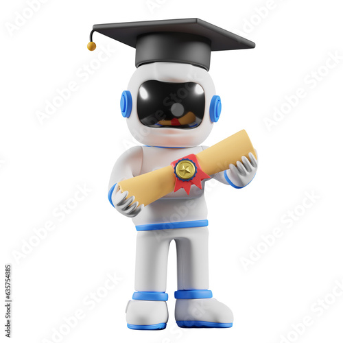 astronaut holding graduation certificate