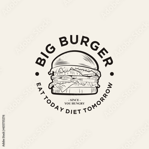 Burger design logo, burger illustration logo, burger vector