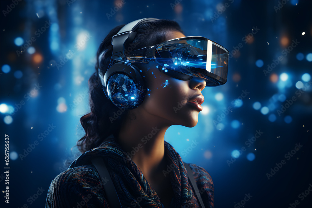 a person wearing a VR headset immersed in a virtual language learning environment. a person wearing a VR headset immersed in a virtual language learning environment.