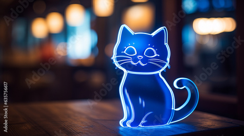 blue cat lamp on the table © Strabiliante
