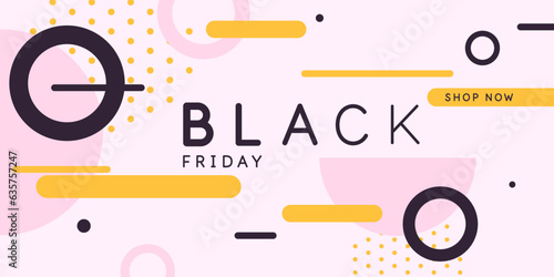 Black Friday poster. Bright abstract background with geometric elements. A composition of various shapes.