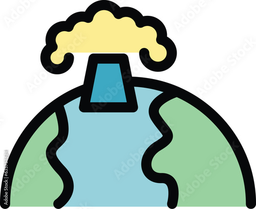 Earth air purify icon outline vector. Clean filter. Wind protection color flat