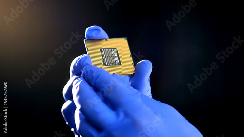 Fotografie The scientist works in a modern scientific laboratory for the research and development of microelectronics and processors
