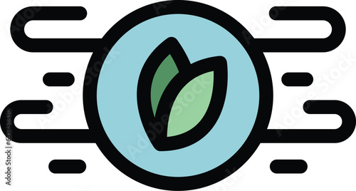 Leaf air filter icon outline vector. Clean dust. Mask wind color flat