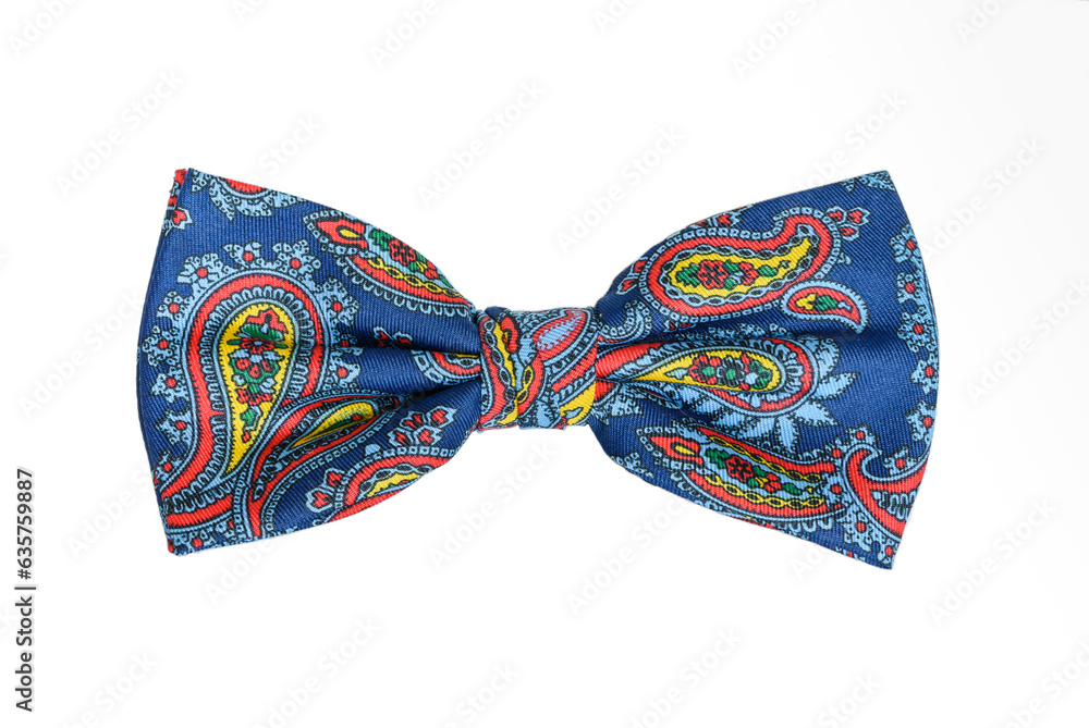 Stylish men's bow tie with floral motifs isolated on white background. Stylish men's bow tie with floral motifs isolated on white background.