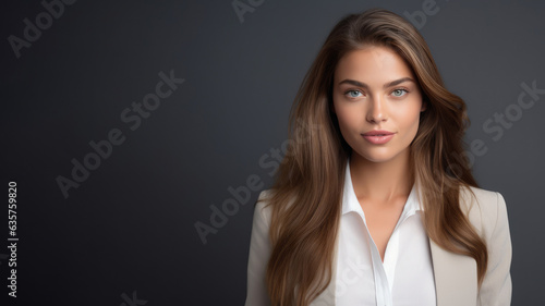 French entrepreneur in 20s, brown hair, dark blue background